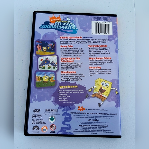 Nickelodeon SpongeBob squarepants Atlantis SquarePantis DVD - Picture 2 of 9